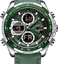 Men's Military Digital Watches Analog Quartz Waterproof Watch Sport Multifunctional Leather Wristwatch