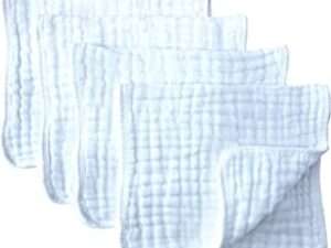 Synrroe Muslin Burp Cloths 4 Pack Large 20" by 10" 100% Cotton 6 Layers Extra Absorbent and Soft