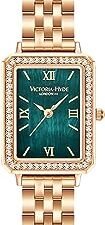 Gorgeous Women's Watch Green Mother of Pearl Dial Elegant Timepiece Rectangular Face Watches with Black Leather Band