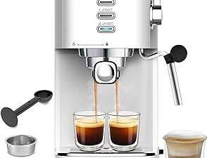 Gevi Espresso Machines 20 Bar Fast Heating Automatic Cappuccino Coffee Maker with Foaming Milk Frother Wand for Espresso