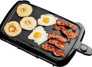 OVENTE Electric Griddle with 16 x 10 Inch Flat Non-Stick Cooking Surface