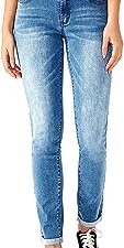 Women's Ripped Boyfriend Jeans Stretch Skinny Jean Trendy Distressed Straight Leg Jeans with Holes