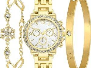 Women's Wrist Watches- Bangle Watch and Bracelet Set | Analog Display with Quartz Movement | Womens Watch with Gift Box Set
