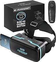 VR Headset for iPhone & Android + Remote - for Kids | Mainly for Watching 3D VR Videos + Some VR Games for Android | Virtual Reality Goggles Set for Phones 4.5"-6.5" – Blue