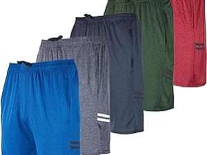 5 Pack: Men's Dry-Fit Sweat Resistant Active Athletic Performance Shorts