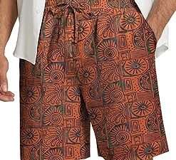 Men's Hawaiian Summer Beach Floral Shorts Casual Lightweight Drawstring Shorts