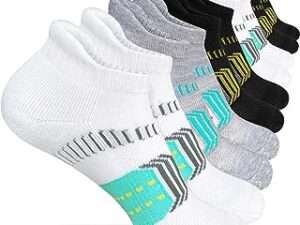 Womens Athletic Cushioned Anti-Blister Comfort Running Ankle Socks 5 Pairs