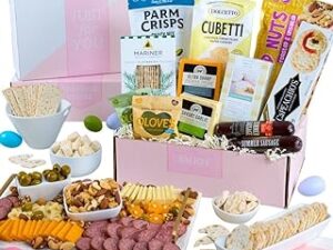 Happy Easter Meat and Cheese Gift Box Deluxe - Easter Gift For Adults & Teens of Charcuterie & Cookies by GourmetGiftBaskets.com