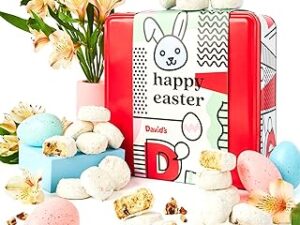 David’s Cookies Butter Pecan Cookies in Happy Easter Gift Tin – 16Oz Butter Pecan Meltaways with Crunchy Pecans and Powdered Sugar – Premium Fresh Ingredients – Delicious Gourmet Easter Cookies Gift